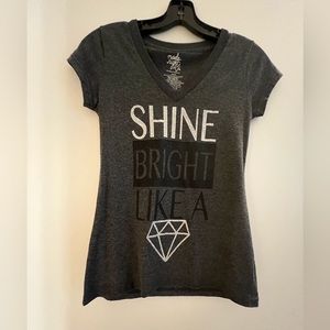 New Dark Grey/Gray Shimmer T-Shirt, Shine Bright Like a Diamond